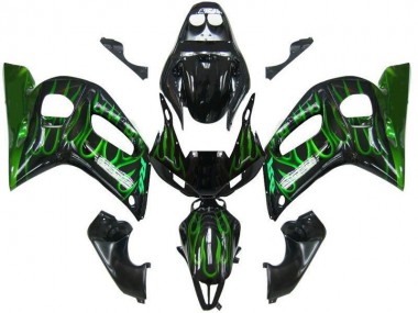 Noir Vert Flamme Carénage Moto R6 1998-2002
