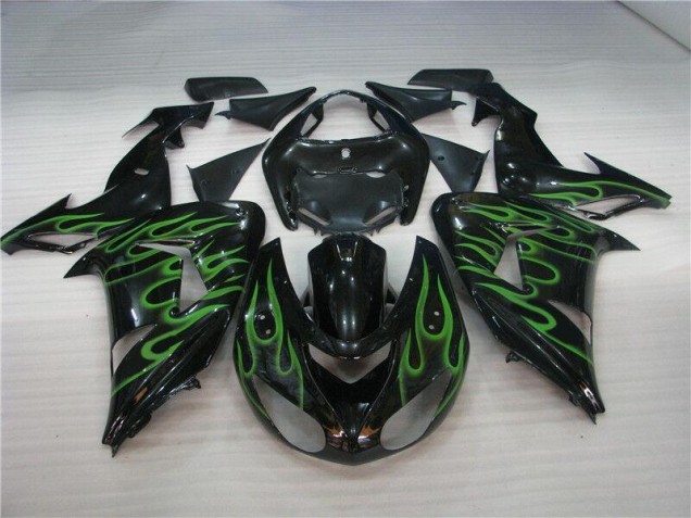 Noir Vert Flamme Carénage Moto ZX10R 2006-2007