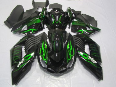 Noir Vert Flamme Ninja Carénage Moto ZX14R ZZR 1400 2006-2011