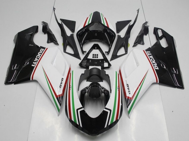 Noir Vert et Blanc Carénage Moto Ducati 848 1098 1198 2007-2014 Noir Vert et Blanc Carénage Moto Ducati 848 1098 1198 2007-2014