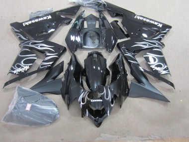 Noir avec Blanc Flamme Carénage Moto ZX10R 2003-2005