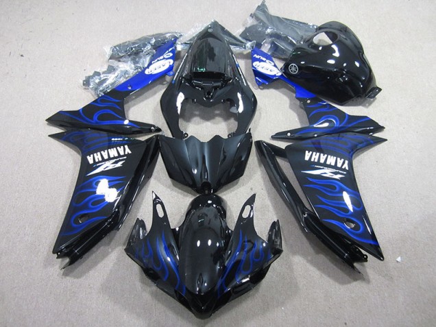 Noir avec Bleu Flamme Carénage Moto R1 2007-2008