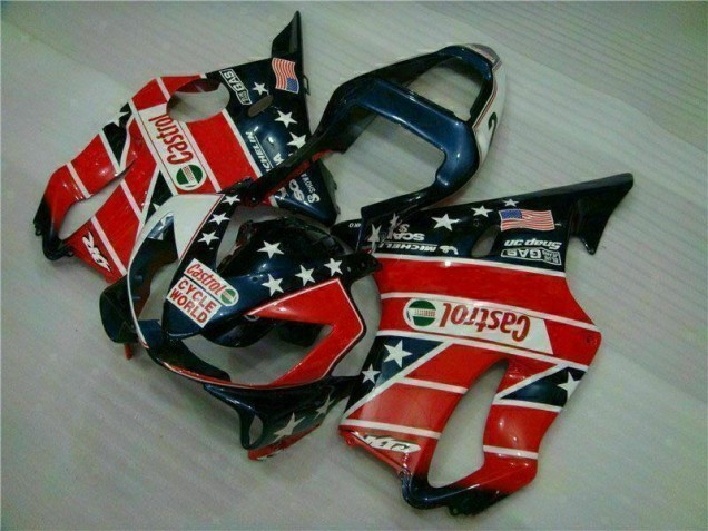 Rouge Blanc Bleu Castrol Cycle World Carénage Moto CBR 600 F4i 2001-2003 Rouge Blanc Bleu Castrol Cycle World Carénage Moto CBR 600 F4i 2001-2003