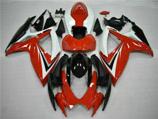 Rouge Blanc Carénages Moto GSXR 600 / 750 K6 2006-2007