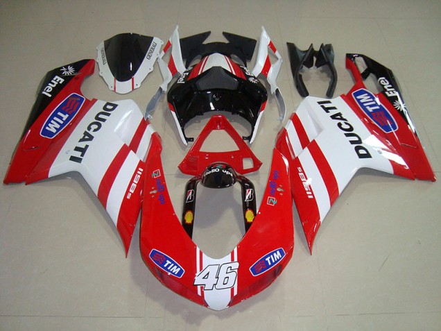 Rouge Blanc Tim 46 Carénage Moto Ducati 1098 2007-2014