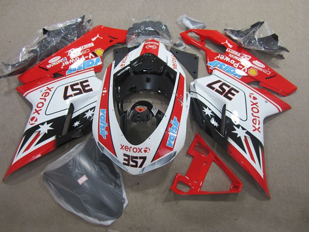 Rouge Blanc Xerox 357 Carénage Moto Ducati 1098 2007-2014