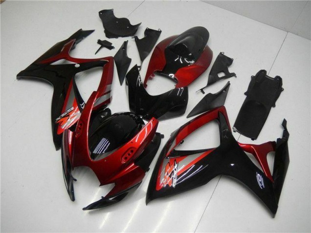 Rouge Noir Carénage Moto GSXR 600 / 750 K6 2006-2007