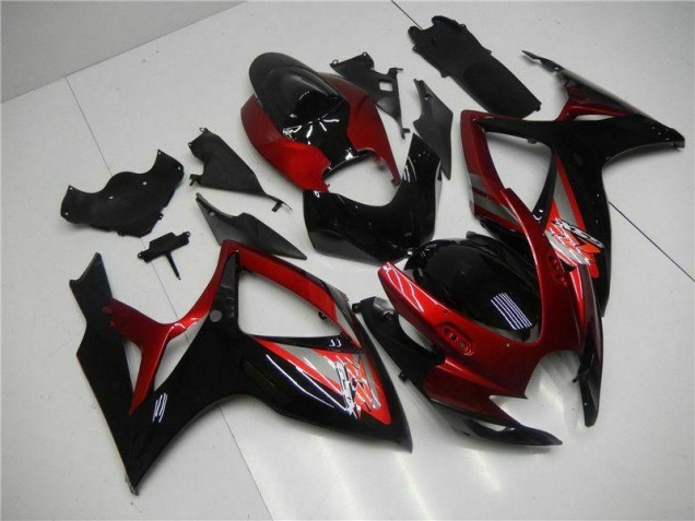 Rouge Noir Carénage Moto GSXR 600 / 750 K6 2006-2007