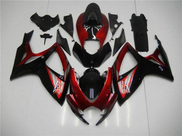 Rouge Noir Carénage Moto GSXR 600 / 750 K6 2006-2007