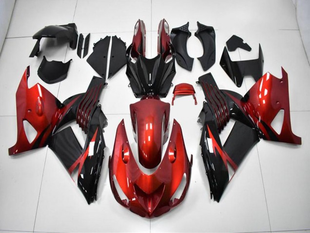 Rouge Noir Carénage Moto ZX14R ZZR 1400 2006-2011 Rouge Noir Carénage Moto ZX14R ZZR 1400 2006-2011