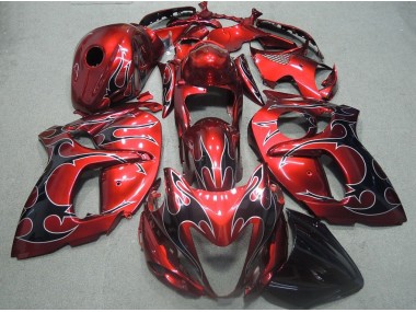 Rouge Noir Flamme Carénage Moto GSXR 1300 Hayabusa 2008-2019