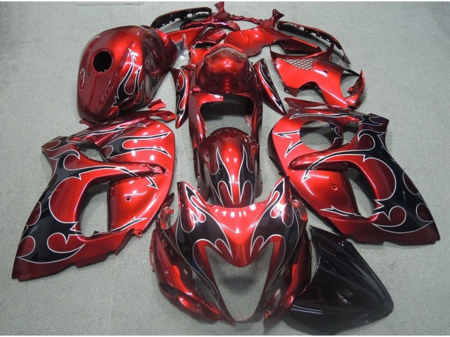 Rouge Noir Flamme Carénage Moto GSXR 1300 Hayabusa 2008-2019 Rouge Noir Flamme Carénage Moto GSXR 1300 Hayabusa 2008-2019