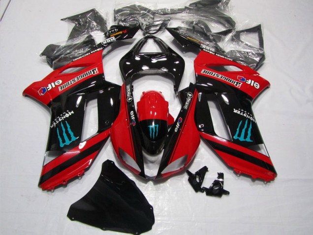 Rouge Noir Monster Carénage Moto ZX6R 2007-2008 Rouge Noir Monster Carénage Moto ZX6R 2007-2008