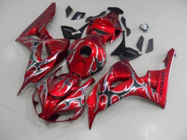 Rouge avec Noir Gris Flamme Carénage Moto CBR 1000 RR 2006-2007