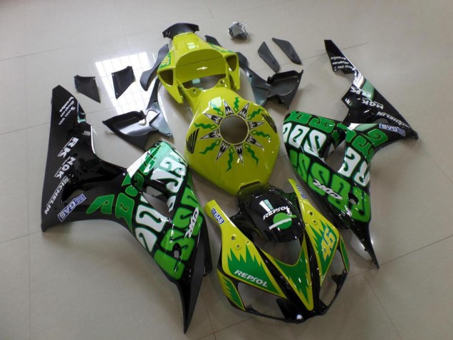 Vert Jaune Rossi Carénage Moto CBR 1000 RR 2006-2007 Vert Jaune Rossi Carénage Moto CBR 1000 RR 2006-2007
